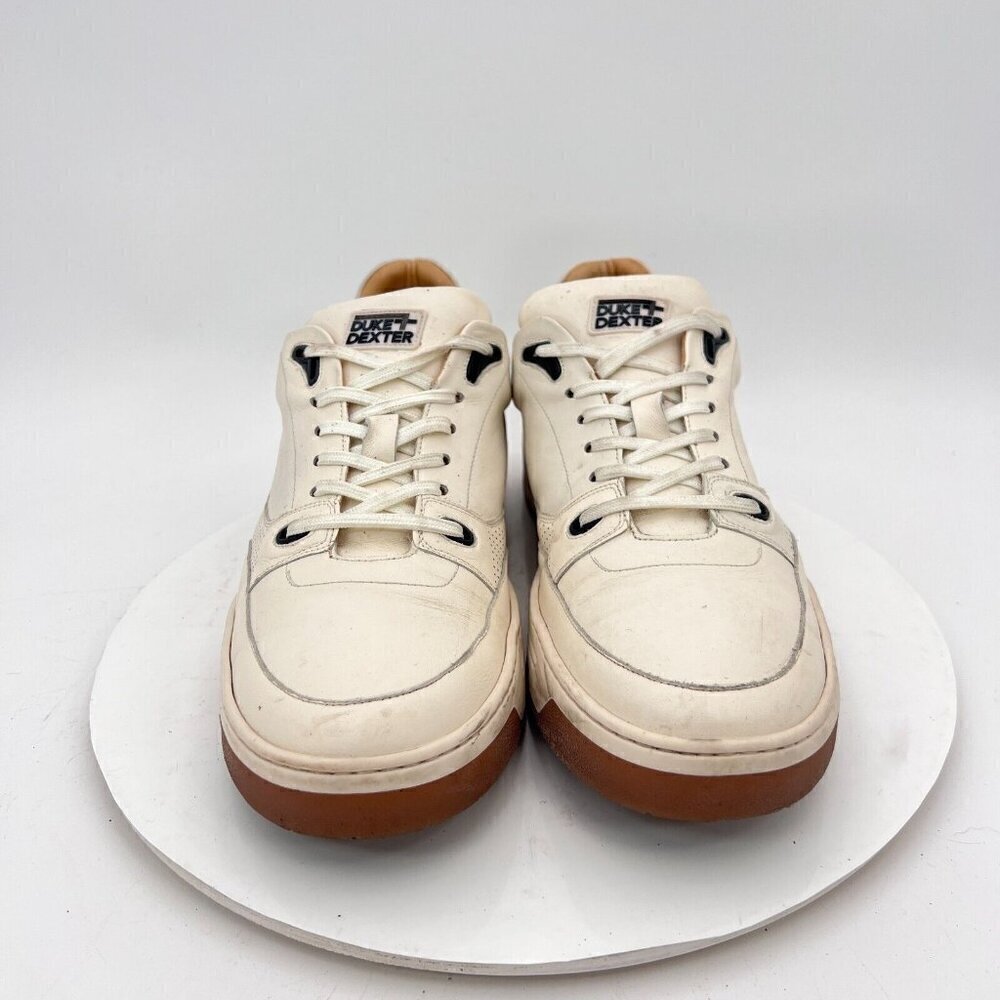 Duke & Dexter Men Size 10 Cream Ivory Perforated Leather Sneaker - Picture 2 of 16